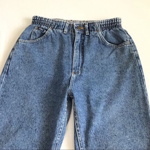 Vintage 80’s LEE Jeans Elastic Waist Fly Zip High Rise Crop Jeans Sz 10 - Picture 6 of 16